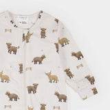 Petit Lem | Highland Cow Print on Crème Sleeper
