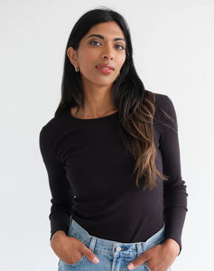 Brunette The Label | Ribbed Fitted Long Sleeve Top