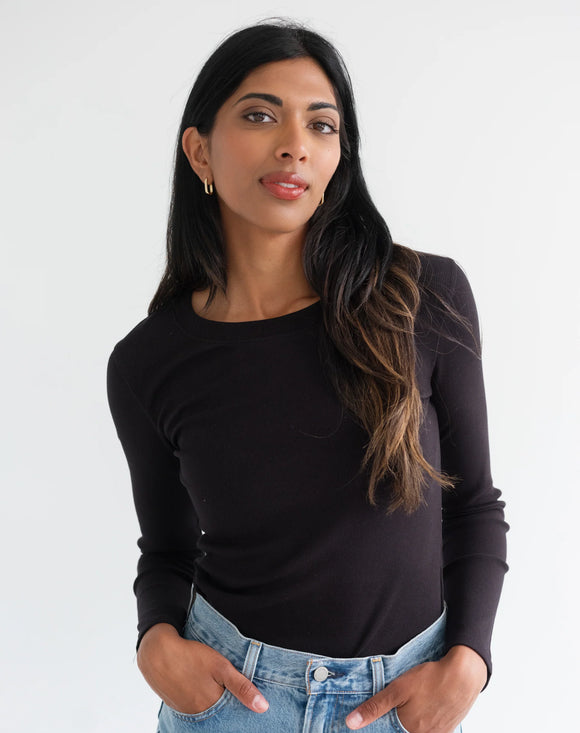 Brunette The Label | Ribbed Fitted Long Sleeve Top