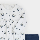 Petit Lem | Blueberries Print on Ribbed Dress Set