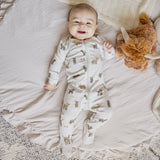 Petit Lem | Highland Cow Print on Crème Sleeper