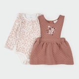 Petit Lem | Floral Terracotta Quilted Overall Dress