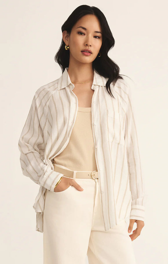Z Supply | The Perfect Linen Top | Stripe Cement