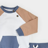 Petit Lem |  Mocha & Indigo Color Block Outfit Set