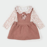 Petit Lem | Floral Terracotta Quilted Overall Dress
