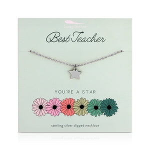 Lucky Feather | Star Necklace Best Teacher | Silver