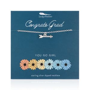 Lucky Feather | Arrow Necklace Congrats Grad | Silver