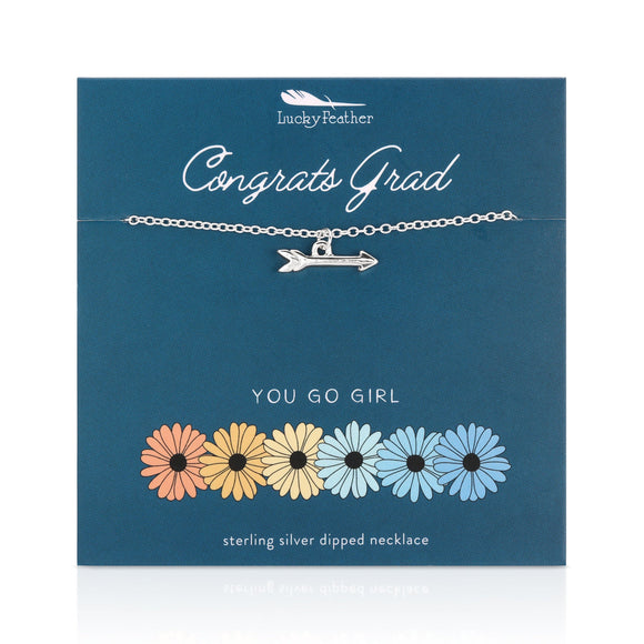 Lucky Feather | Arrow Necklace Congrats Grad | Silver