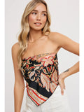 Bluivy | Paisley Print Satin Handkerchief Top | Black