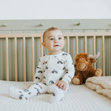 Petit Lem | Tractor Ride Print on Off-White Sleeper