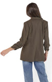 Sadie & Sage | Backyard Ruched Sleeve Linen Blazer | Olive Brown