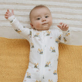 Petit Lem | Diggers Truck Print on Off-White Sleeper