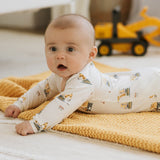 Petit Lem | Diggers Truck Print on Off-White Sleeper