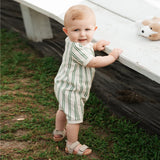 Petit Lem | Fern & Off-White Beach Terry Romper