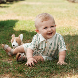 Petit Lem | Fern & Off-White Beach Terry Romper
