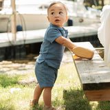 Petit Lem | Sailboat Terry Shorts + Top Set | Blue