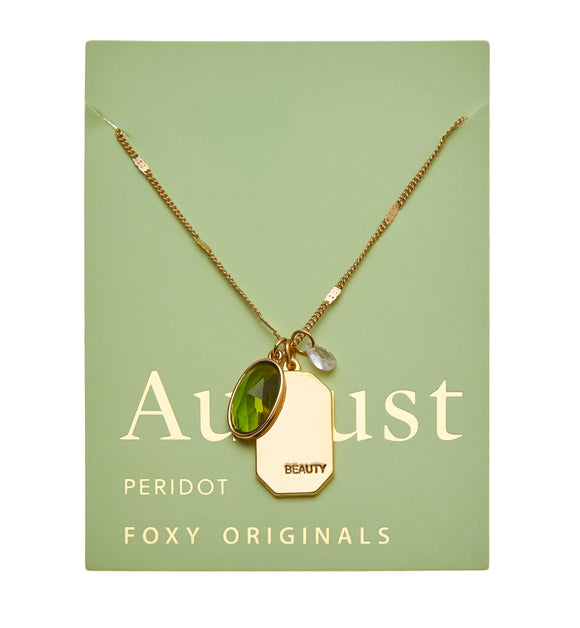 August Birthstone Necklace | Gold Birthday Jewelry | Gold