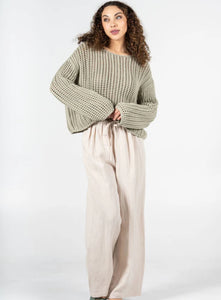C’est Moi | Tencel/Linen Ruched Waistband Pant | Natural