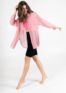 C’est Moi | Tie Back Linen Blouse | Blush