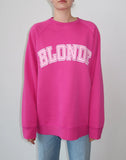 Brunette The Label | The "BLONDE" Not Your Boyfriend's Varsity Crew Neck Sweatshirt | Fuchsia & Baby Pink