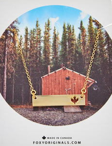 Foxy Originals | Maple Leaf Bar Necklace | Gold