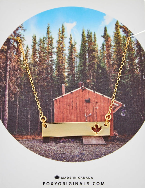 Foxy Originals | Maple Leaf Bar Necklace | Gold