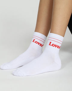 Brunette The Label | LOVER" Socks | White with Red