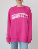 Brunette The Label | The "BRUNETTE" Not Your Boyfriend's Varsity Crew Neck Sweatshirt | Fuchsia & Baby Pink