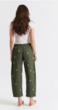 Daze Denim | The Villa Drawstring Barrel Leg Denim Pants | Bronze Green Daisy