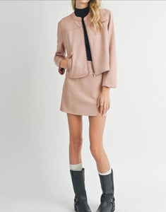 Sadie & Sage | Entertainer Faux Suede Skirt | Rose Pink | AG3613