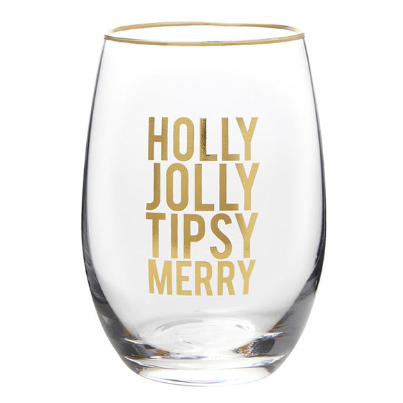 Santa Barbara | Holly Jolly Tipsy Merry Wine Glass #L7319