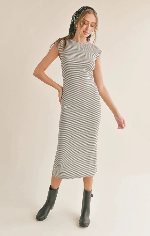 Sadie & Sage | Striped Knit Dress | Black +white | AG1341