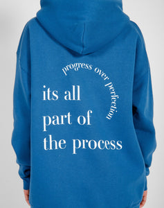 Brunette The Label | The "PROGRESS OVER PERFECTION" Big Sister Hoodie | French Blue