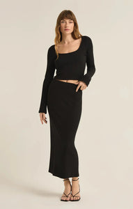 Z Supply | Louisa Rib Midi Skirt | Black