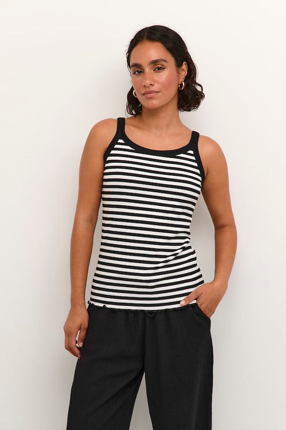 Kaffe | KAamanda Top | Black and White Stripe