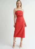 Sage the Label | Take Action Pleated Tube Midi Dress | Garnet