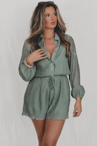 Sadie & Sage | Button Up Romper | Dark Sage | AG3909