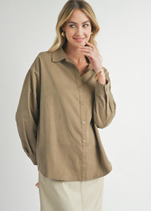 Sadie & Sage | Button Up Groves Shirt | Olive | AG3130