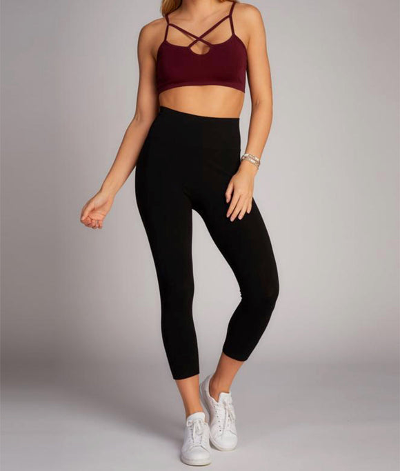 C’est Moi | 3/4 Bamboo High Waisted Leggings | Black
