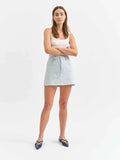 Daze | Malibu Mini Mid Waist Skirt | Blue Bell Stripe