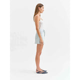 Daze | Malibu Mini Mid Waist Skirt | Blue Bell Stripe