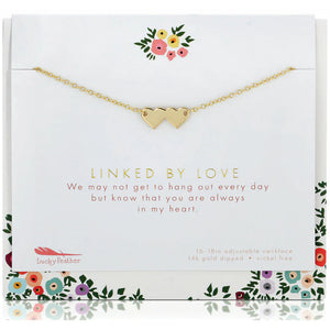 Lucky Feather | Heart Necklace Linked By Love | Gold