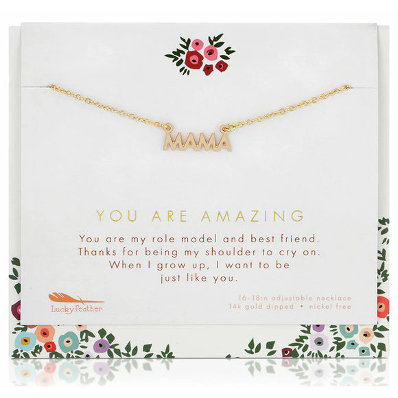 Lucky Feather | Mama Necklace You Are Amazing | Gold