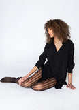 C’est Moi | Striped Fishnet Tights Stockings | Black
