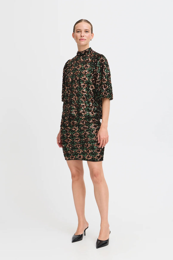 B. Young | Bysamio Dress | Brown Green Sequin