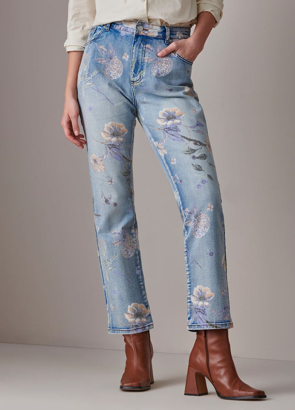 Charlie Paige | Light Wash Denim Floral Jeans