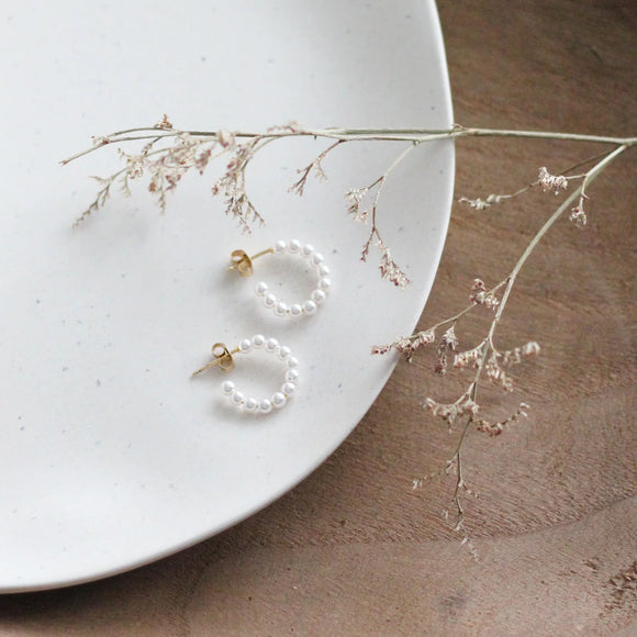 Birch Jewellery | Beaded Pearl Hoop Earrings