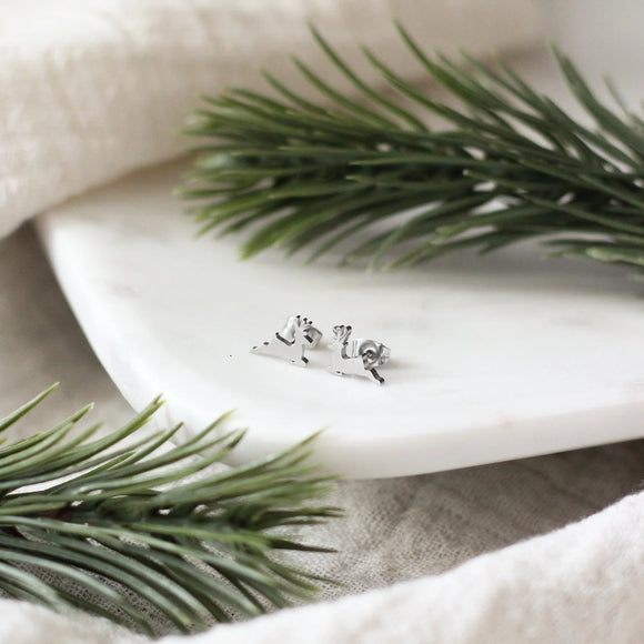 Birch Jewellery | Mini Reindeer Earrings | Silver