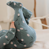 Petit Lem | Tulips Print on Sea Blue Ribbed Sleeper