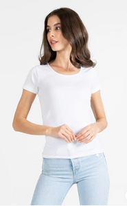C'est Moi | Bamboo Short Sleeve Scoop Neck Top | White